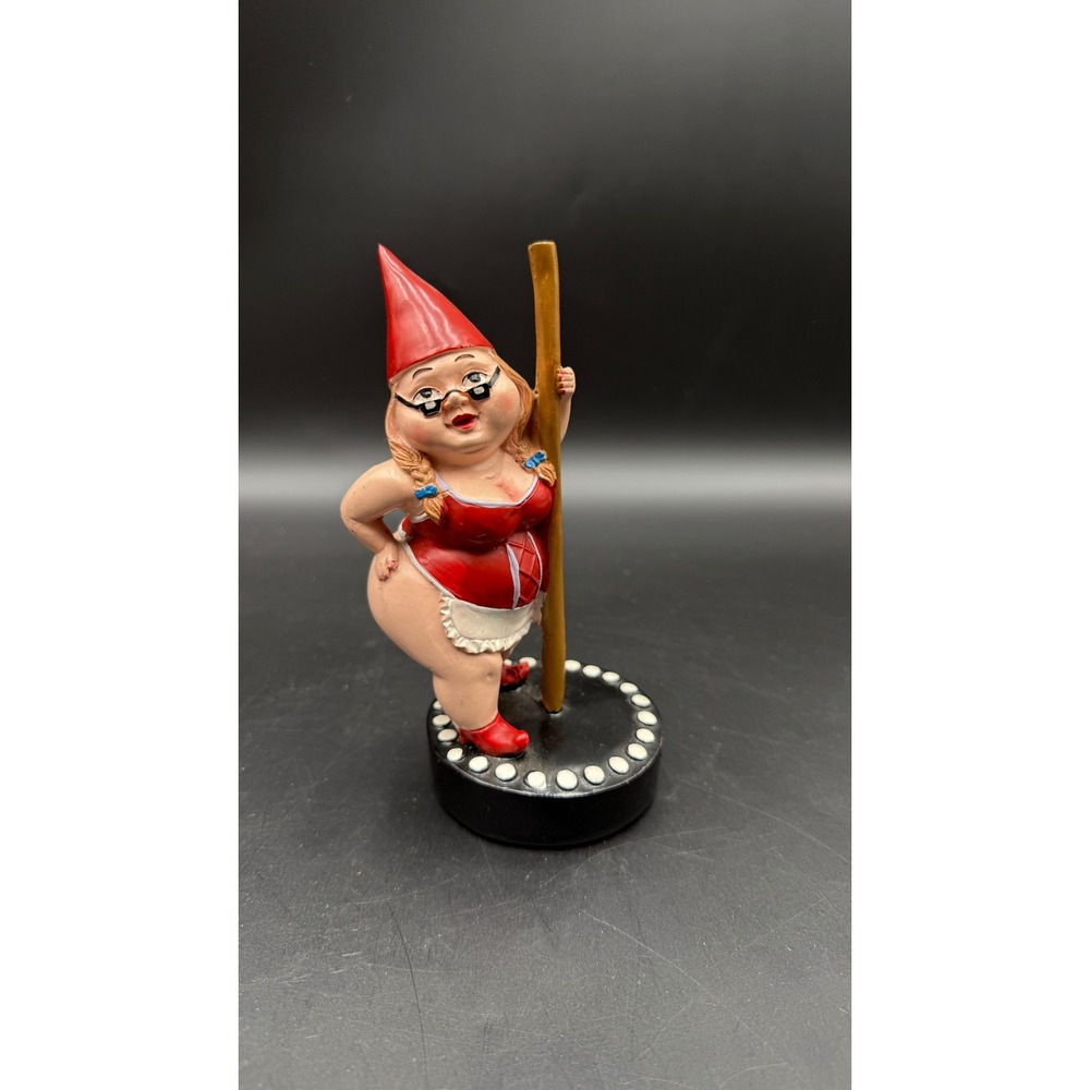 Funny Female Pole Dancer Garden Gnome Figurine Red Novelty Decor 7.5 Inch